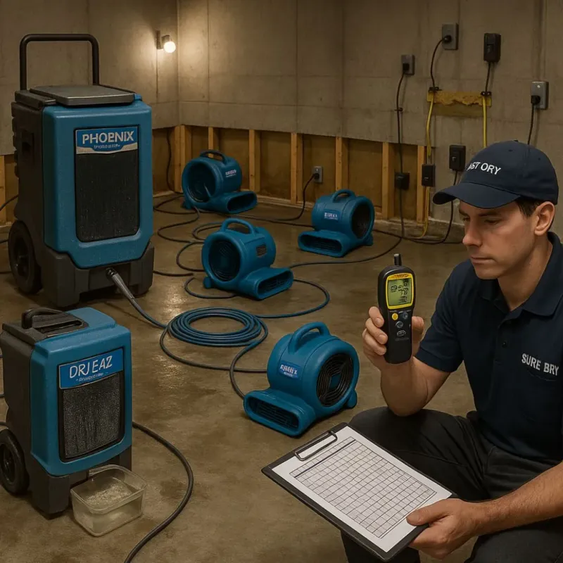 Structural Drying and Dehumidification process in New Carrollton, MD